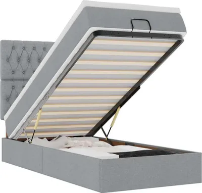 Immagine prodotto di vidaXL Ottoman letto con materasso grigio chiaro 100x200 cm tessuto