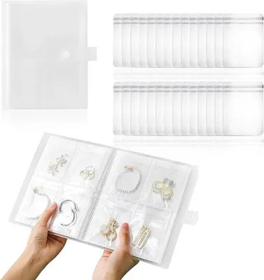 Produktbild von Schmuckaufbewahrung und Reisetasche - Transparente Ohrringe, 160 Fächer, 100 tragbare Schmuckorganizer