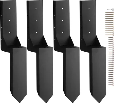Produktbild von Reparaturset für Zaunpfostenanker - 4er-Pack - Innendurchmesser 8,9 x 8,9 cm - Stützpfosten aus Stahl - Anker-Erdspieß zur Reparatur