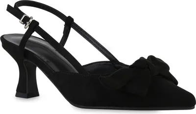 Produktbild von VAN HILL Damen Slingpumps Pumps Stiletto Schleifen Spitz Schuhe 841585, Farbe: Schwarz Velours, Größe: 36