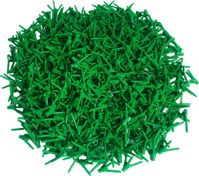 A pile of small green LEGO pieces.