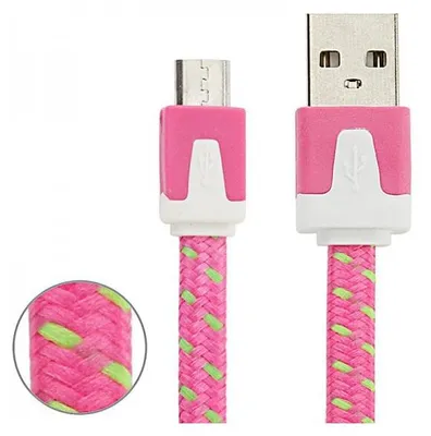 Produktbild von 1m USB Daten und Ladekabel Pink für alle Smartphone und Tablet Micro USB