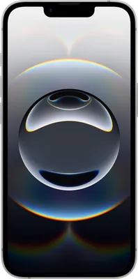 A smartphone with a wallpaper displaying a reflective sphere.