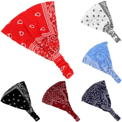 Imagen del producto de Pañuelos estilo Paisley, paquete de 6 unidades, elásticos y ajustables, ideales para yoga