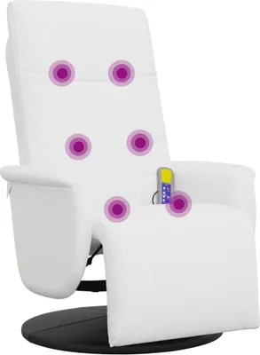Produktbild von vidaXL Massagesessel mit Fußteil Weiß Kunstleder