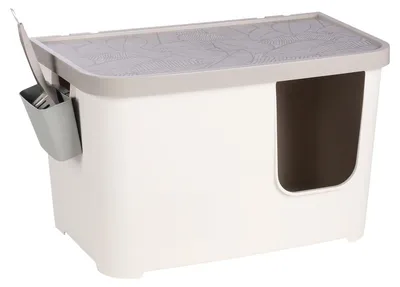Produktbild von Flamingo Geschlossene Katzentoilette Barik weiß, Maße: 76 x 45 x 45 cm
