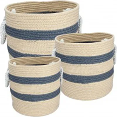 Produktbild von Centi Korb 3-teiliges Set, Grau-Natur, Baumwolle Aufbewahrungskorb