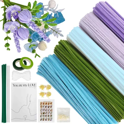 Pfeifenreiniger-Set, 400 Stück, 5 Farben, DIY-Blumen