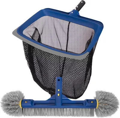 Produktbild von Poolreinigungsset, 2-in-1, mit Kescher und Bürste, 46 cm, für Schwimmbad