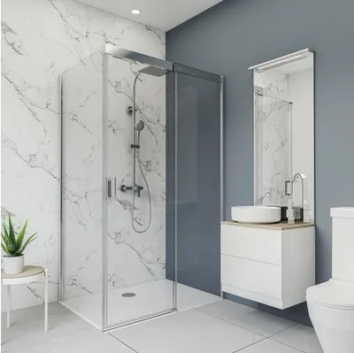 Produktbild von BREUER Duschrückwand Marmoroptik Seidenmatt schwarz weiß 100 x 255 cm 9482538000203