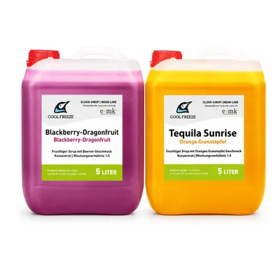 Produktbild von 2 er Set Slush Eis Sirup | Drachenfrucht + Orange Granatapfel | glycerinfrei, KI-generiertes Bild