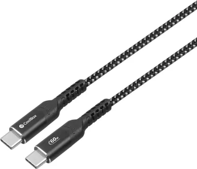 Image de CoolBox COO-CAB-UC-60W, 1,2 m, USB-C, USB-C, USB 3.2 Gen 2 (3.1 Gen 2), Noir, Argent