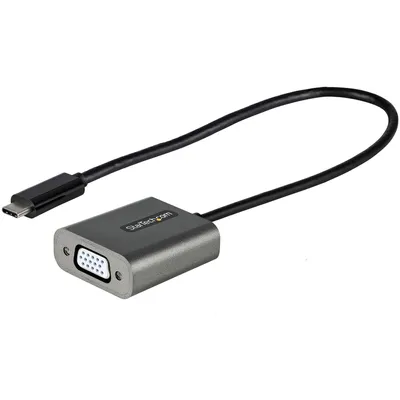 Image de StarTech.com Adaptateur USB C vers VGA, dongle adaptateur USB Type-C vers VGA 1080p, convertisseur vidéo moniteur/écran USB-C (DP Alt Mode) vers VGA, compatible Thunderbolt 3, 30,50cm (12") Long Attached Cable