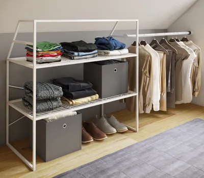 Produktbild von VCM Metall Kleiderschrank |offener Schrank | begehbarer |Dachschrägen Regal | Maße ca. B. 100 x H. 100 x T. 50 cm - Disal