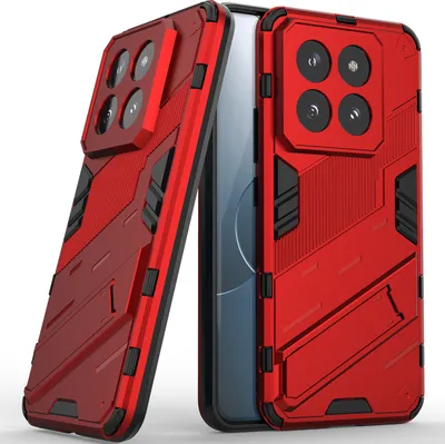 Produktbild von Armor Hülle für Xiaomi 14 Pro, Hybrid PC TPU Bumper Stoßfestes Schutzhülle mit Standfunktion Rot