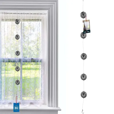 Produktbild von KOTARBAU® Deko Girlande Spiegeleffekt Silberne Stahlkugeln Ø 6 cm Hochglanz Fensterdeko hängend modern Spiegelkugel Deko Girlande Fenster Mirrorball