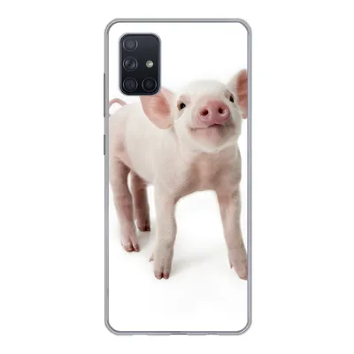 Produktbild von MuchoWow® Handyhülle Schutzhülle Hülle für Samsung Galaxy A71 Schwein - Tiere - Weiß Silikon Softcase Handy Hülle - Kartenbesitzer