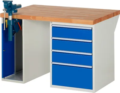 Produktbild von RAU Werkbank 1250x900x890mm 4xSchublade-TA 1xSSKL l.gr/e.bl
