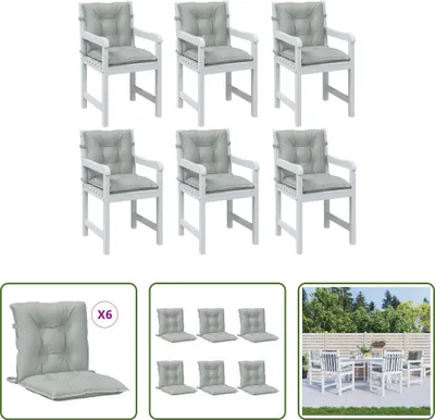 Image de The Living Store - 6 coussins pour fauteuils bas, mélange de gris clair, 100 x 50 x 7 cm, tissu