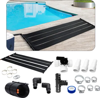 Produktbild von AREBOS 2x Solarheizung Solarkollektor Poolheizung  2er Set, 300x66 cm, UV-beständiger Kunststoff, Schwarz, Beliebig erweiterbar, inkl. Bypass-Set