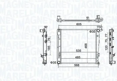 Produktbild von MAGNETI MARELLI 350213160500 Kühler Wasserkühler Motorkühler für HYUNDAI ix35 (LM, EL, ELH) für KIA SPORTAGE (SL)