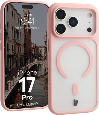 Produktbild von Handyhülle mit Magnetring für iPhone 17 Pro, Bizon Case MatteO, Getönt-Hellrosa