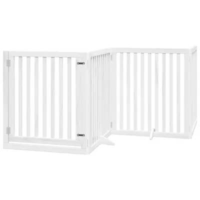 Immagine prodotto di vidaXL Cancelletto per cani 4 pezzi con porta pieghevole bianco 320 cm in legno di pioppo
