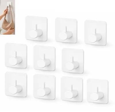 Selbstklebende Haken, 10 Stück, weiß, für Handtücher & Kleidung