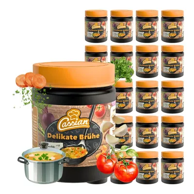 Produktbild von CASSIAN Klare Delikatess Brühe 20 x 140g Glas - ergibt 140 Liter, sofort löslich, Vorteilspack