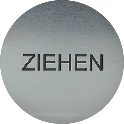Immagine prodotto di Cartello ZIEHEN, diametro 60 mm, plastica effetto acciaio inox
