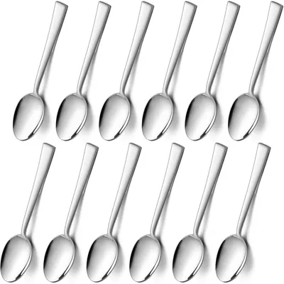 Immagine prodotto di Set di 12 cucchiaini per caffè, acciaio inossidabile, 14 cm, colore argento, manico quadrato
