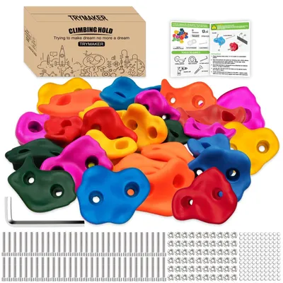 Image de Elzusha - Ensemble de 30 prises d'escalade pour enfants, pour une utilisation intérieure et extérieure