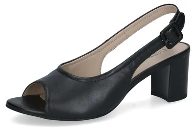 Produktbild von Caprice Damen Sandale mit Absatz aus Leder, Schwarz (BLACK NAPPA), 37