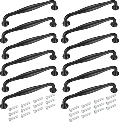 Produktbild von 12 Stück 128mm Küchengriffe, schwarze Möbelgriffe, Schrank Türgriffe, Schrank Griffe und knöpfe, Aluminiumlegierungs Griffe mit Schrauben, Griffe für Küchenschränke
