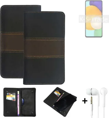 Produktbild von K-S-Trade Handyhülle + Kopfhörer kompatibel mit Samsung Galaxy A52 5G Schutzhülle Walletcase Bookstyle Tasche Schutz Case Hülle Wallet Cover