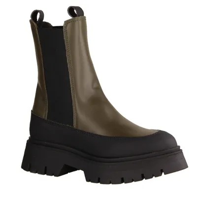 Zdjęcie produktu dla Tamaris 25461-710 wsuwane buty za kostkę, damskie, mieszanka materiałów, oliwkowy/czarny NOWOŚĆ - buty damskie modne botki/botki, zielony, skóra/tekstylia/syntetyk, wysokość obcasa: 25 mm