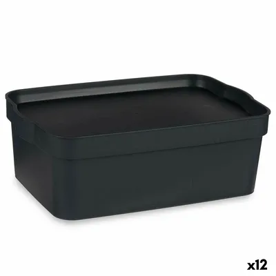 Obrázek produktu pro Úložný box s víkem z antracitového plastu 6 L 21 x 11 x 32 cm (12 kusů)