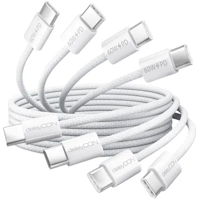 Produktbild von deleyCON 60W USB C Kabel Set [4er Pack, 2x 0,5M + 2x 2M] PD 3.0 USB-C auf USB-C Schnellladekabel für iPhone 17 16 Pro Max Air Galaxy S26 S25 A56 A17 A26 iPad MacBook Xiaomi Switch PS5