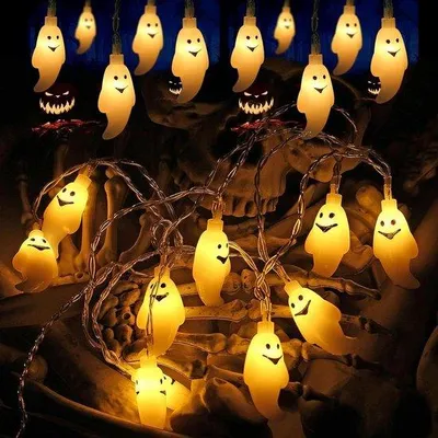 Produktbild von Halloween-Lichtsatz - 2 Stück 3 m 20 LEDs - Spukbeleuchtung - Gartenbeleuchtung für Terrasse - Festbeleuchtung für Außenbereich .