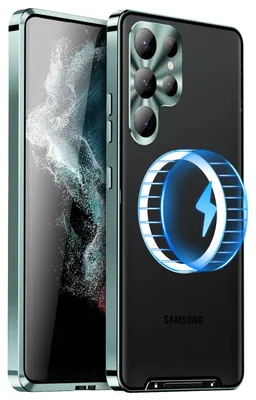 Image de Coque de protection magnétique Magsafe en métal pour Samsung Galaxy S24 Ultra, couleur verte