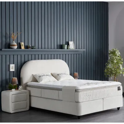 Produktbild von Pointhome Boxspringbett Set 180 x 200 H3/H4, Bohembedd Bett-Set ohne oder mit Nachttischen, 5-lagige Taschenfederkern-Matratze mit topper, Höhe 32 cm