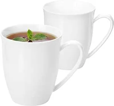 Image de Tasses Wilmax 380 ml en porcelaine blanche, lot de 2 WL-993014/A2