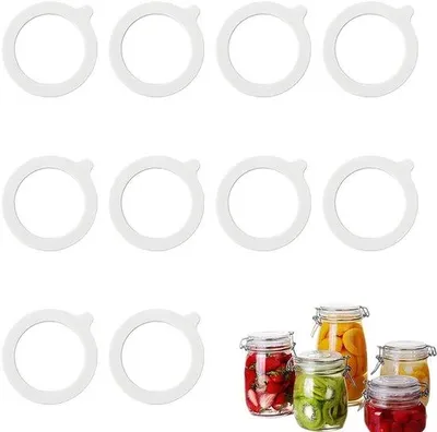 Immagine prodotto di Uniqoos® Set di 10 guarnizioni in silicone – guarnizioni ermetiche per barattoli e vasetti, inodore, riutilizzabili, adatte alla maggior parte dei contenitori per alimenti
