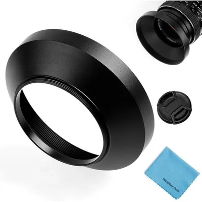 Immagine prodotto di paraluce grandangolare da 62 mm in metallo universale per fotocamera + copriobiettivo