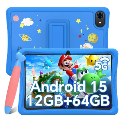 Produktbild von Tabwee K10 Kids 10.1" Rosa Tablet, Google Kids Space, 4GB RAM+64GB ROM, Android 15 WiFi Tablet für Kind mit Kindgerechte Hülle und Stift, 5000mAh