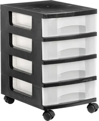 Obrázek produktu pro Úložná věž 4 zásuvky 6 litrů černá/průhledná 390x290x480 mm Archiv 2000 1104r cs tl