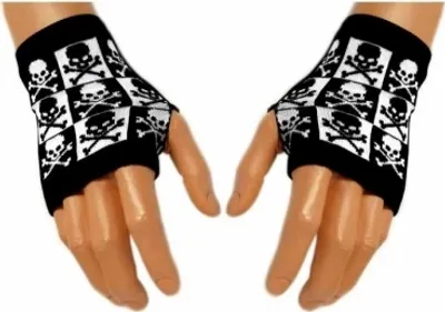 Produktbild von PHB 007 - Handstulpen - Black & White Skulls
