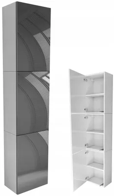 Zdjęcie produktu dla Słupek komin łazienkowy 40 do łazienki 40cm szary połysk 40x180 (3 szafki)