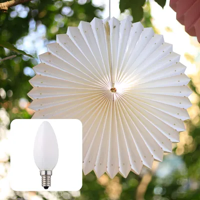 Immagine prodotto di Lanterna bianca da 40 cm con attacco E14, lanterna decorativa per feste, illuminazione per interni, lampadina, balcone
