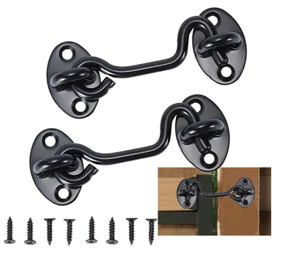 Produktbild von 2 Sturmhaken mit Öse, Edelstahl, schwarz, 7,5 cm